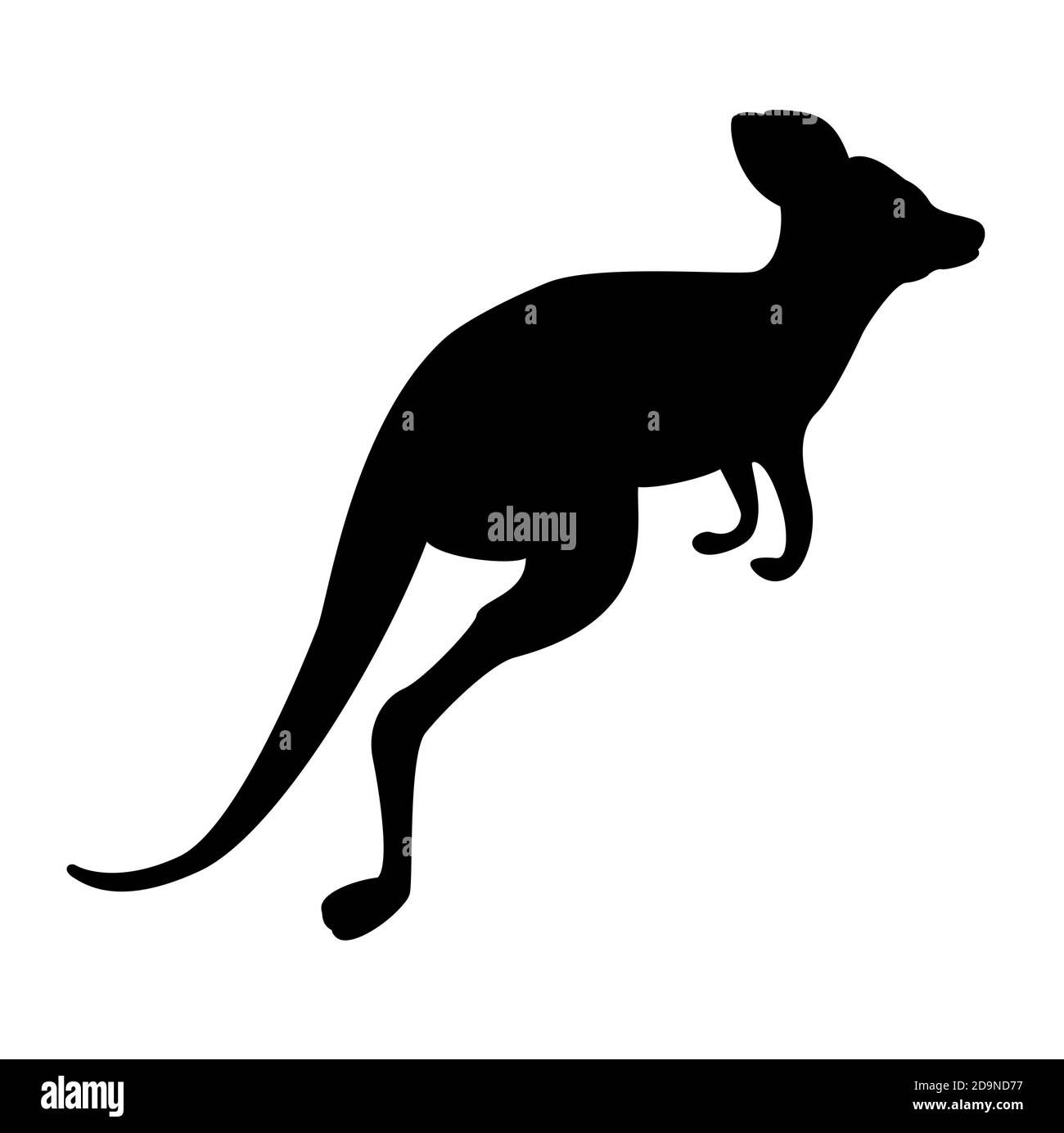 Black kangaroo silhouette isolated on white background. Vector Illustration Stock Vector