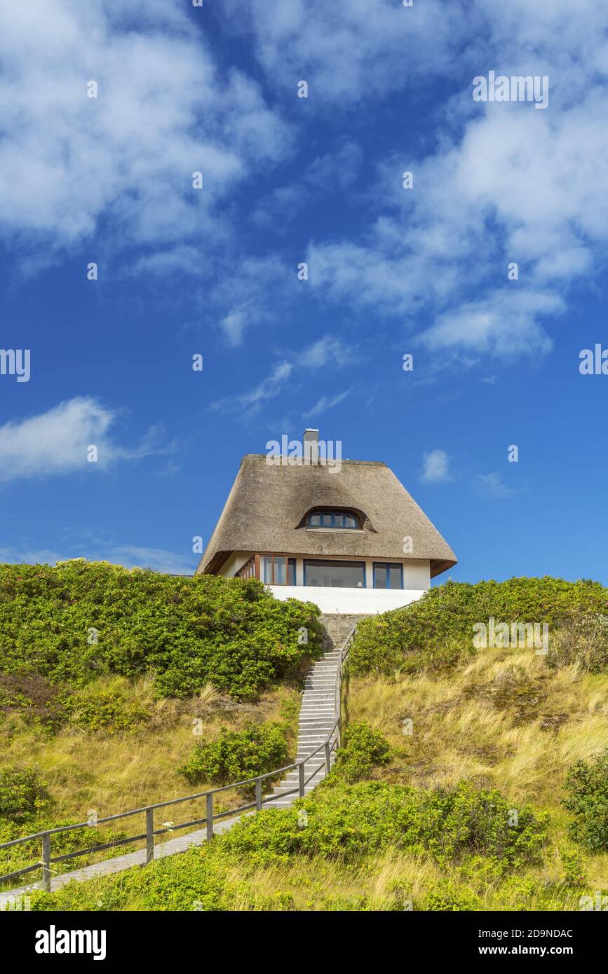 Thatchedroof house in Hörnum, Sylt Island, North Friesland, SchleswigHolstein, North Germany