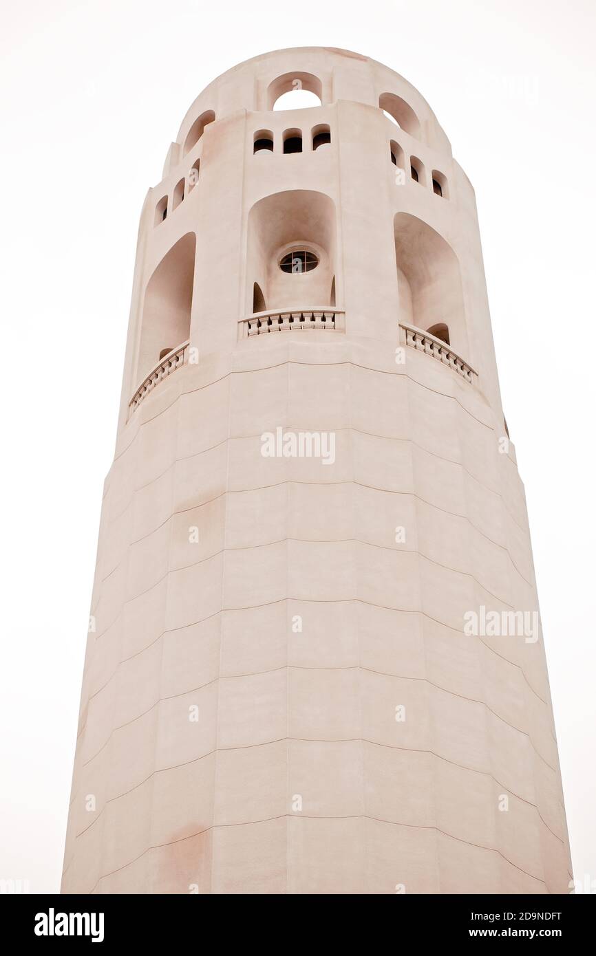 Vertical image of Coit Tower in San Francisco, California, USA Stock Photo