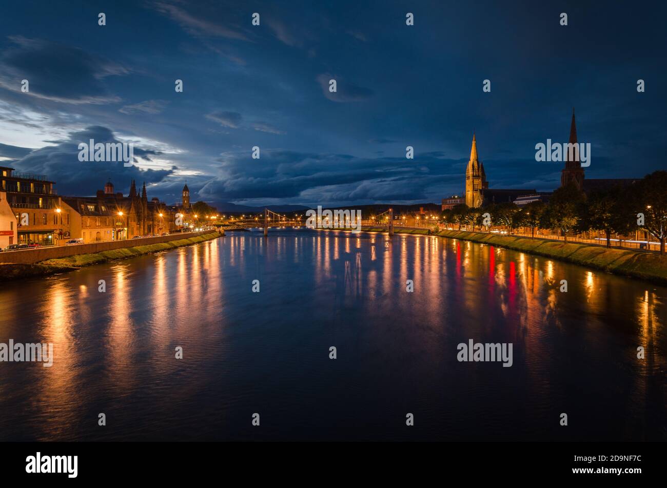 inverness-city-landscape-at-night-with-the-lights-reflected-in-the