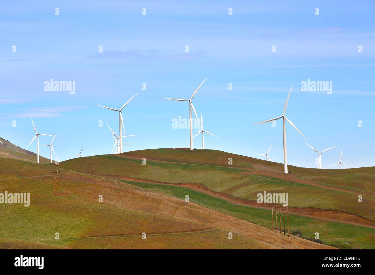 Hillside Wind Turbine, Washington-USA Stock Photo