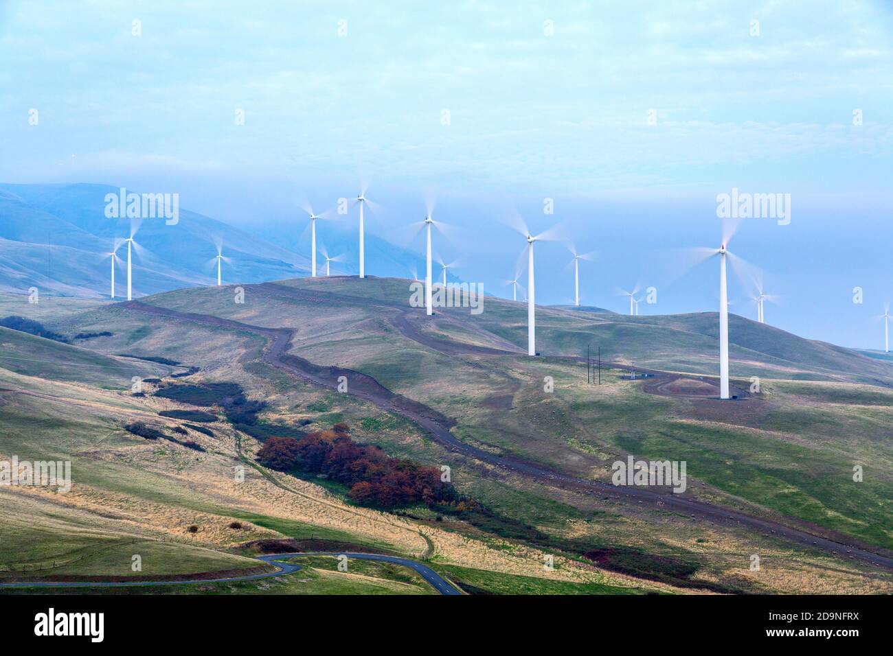 Hillside Wind Turbine, Washington-USA Stock Photo