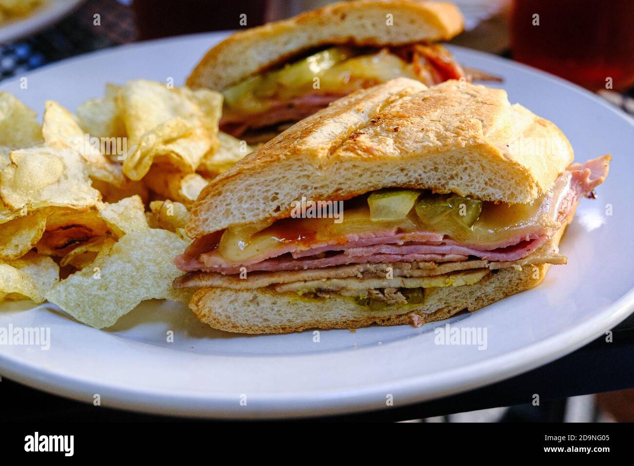 Cuban Sandwich with Chips Stock Photo Alamy