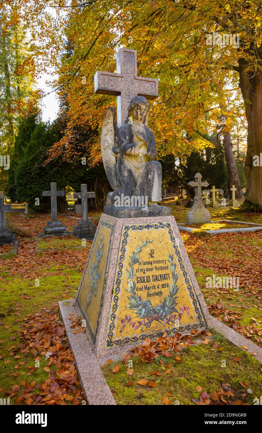 Listed memorial to Giulio Salviati in South Cemetery, Brookwood Cemetery, Cemetery Pales, Brookwood, near Woking, Surrey, southeast England, UK Stock Photo