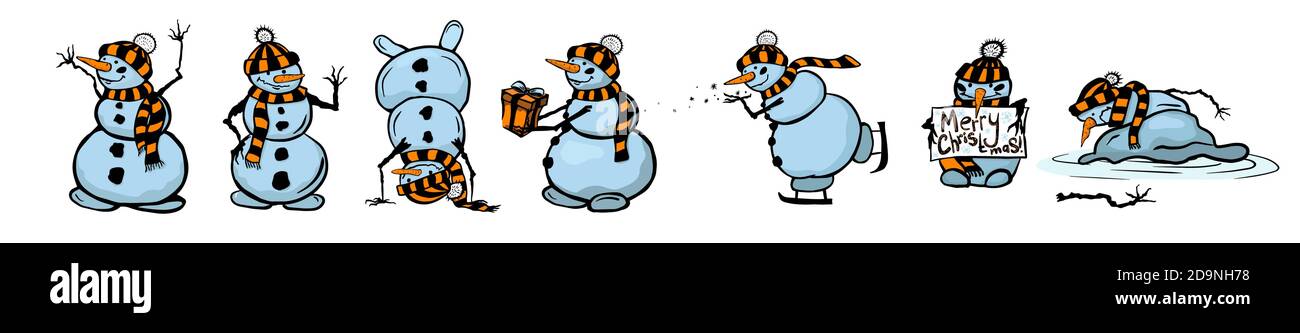 A set of cute snowmen. Vector illustration Stock Vector Image & Art - Alamy