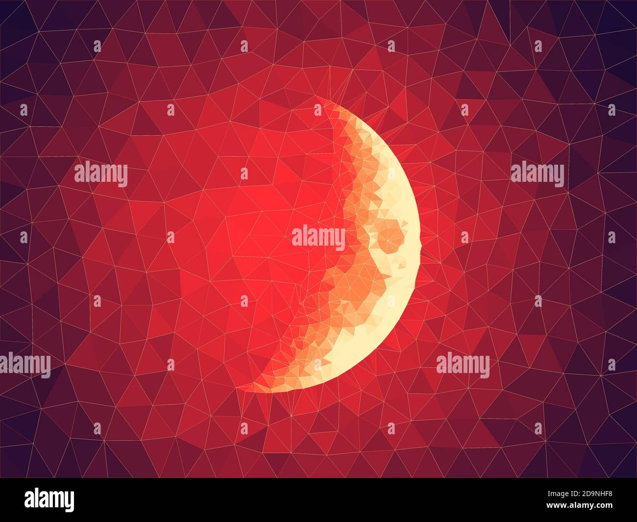 Illustration of the golden moon on a red abstract background Stock ...