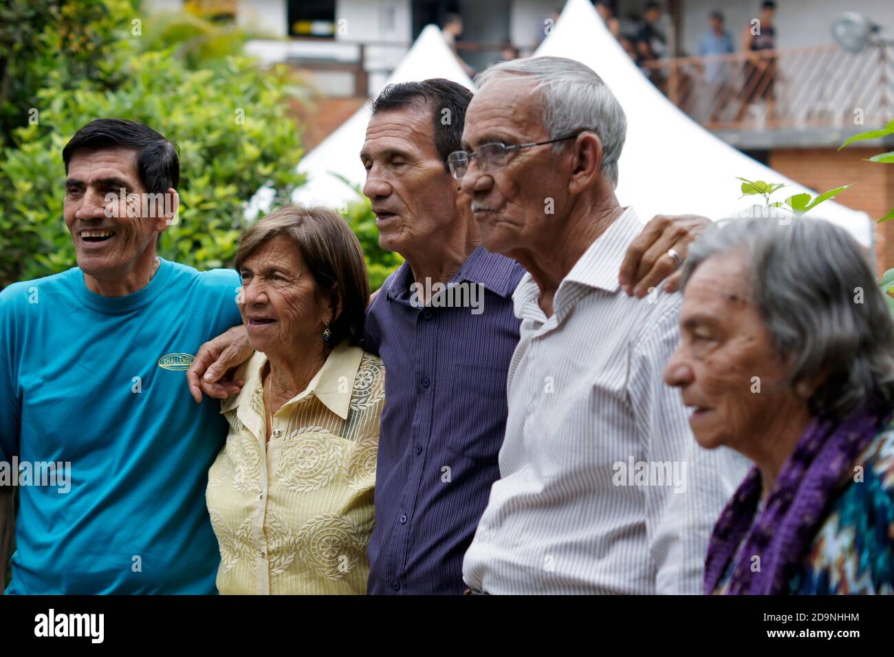 October 25, 2015. Mairiporã, SP, Brazil. 70th wedding anniversary party for an elderly couple with their your brother and sisters. Stock Photo