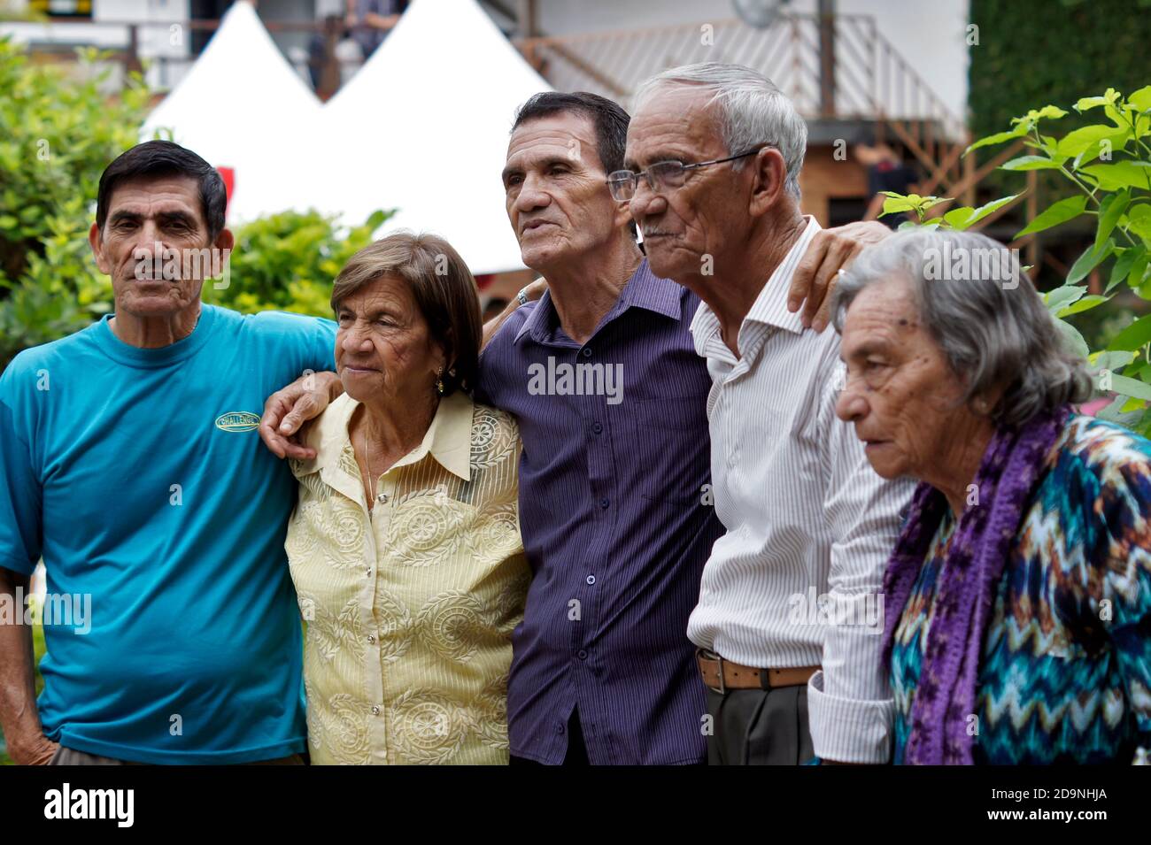 October 25, 2015. Mairiporã, SP, Brazil. 70th wedding anniversary party for an elderly couple with their your brother and sisters. Stock Photo