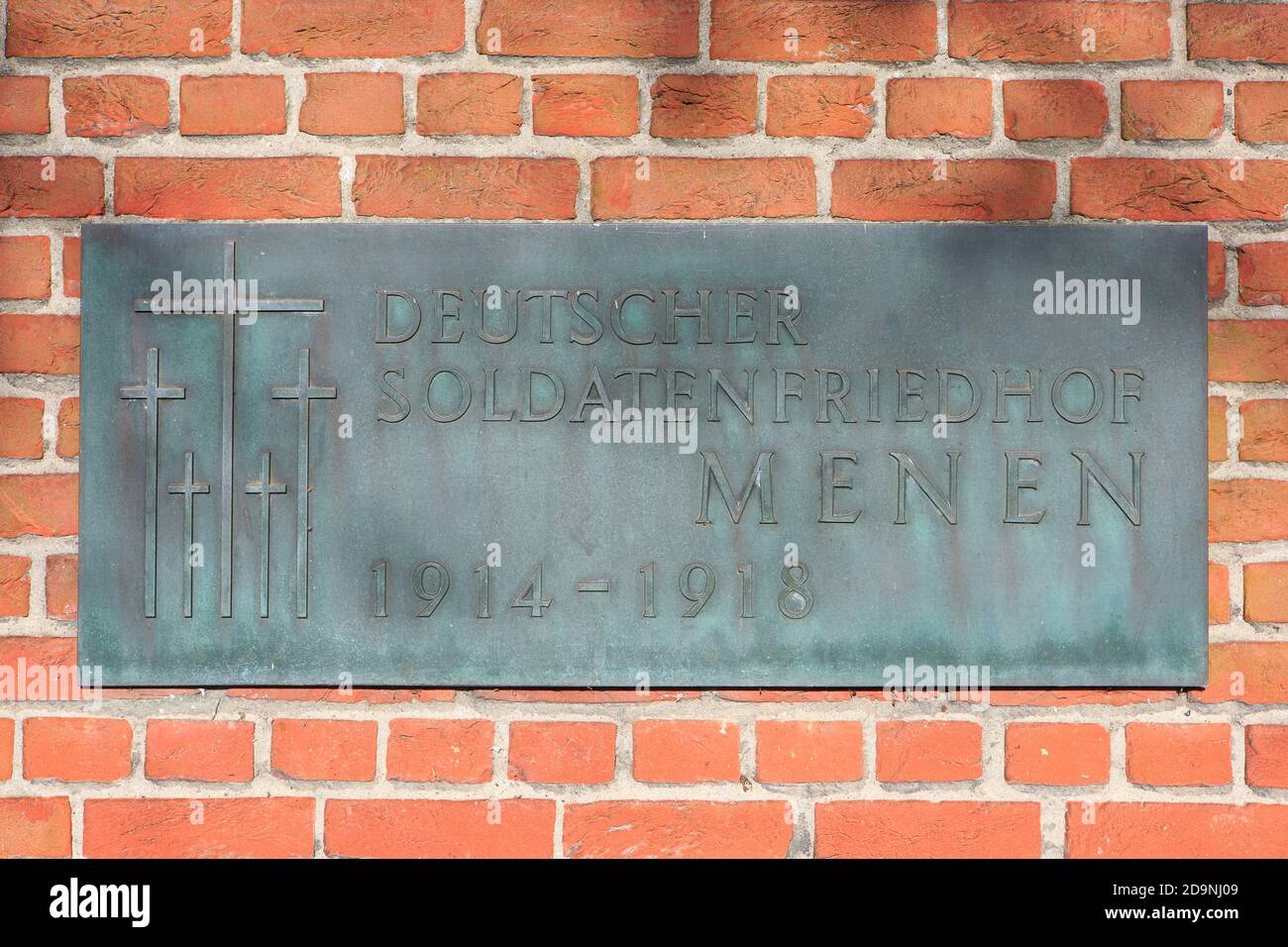 Name plate at the entrance of the Menen German war cemetery (19141918