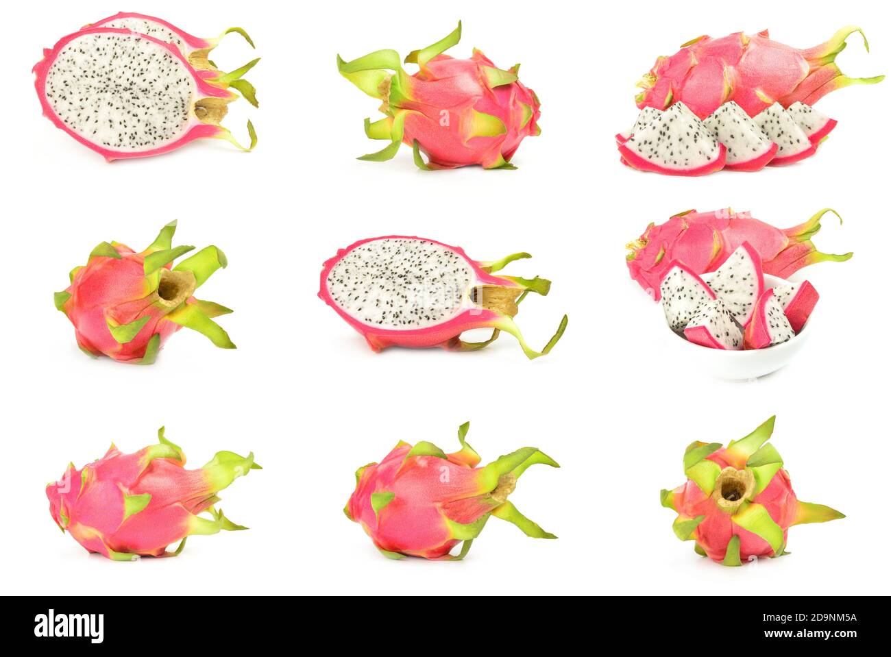 Collection of pitahaya isolated over a white background Stock Photo