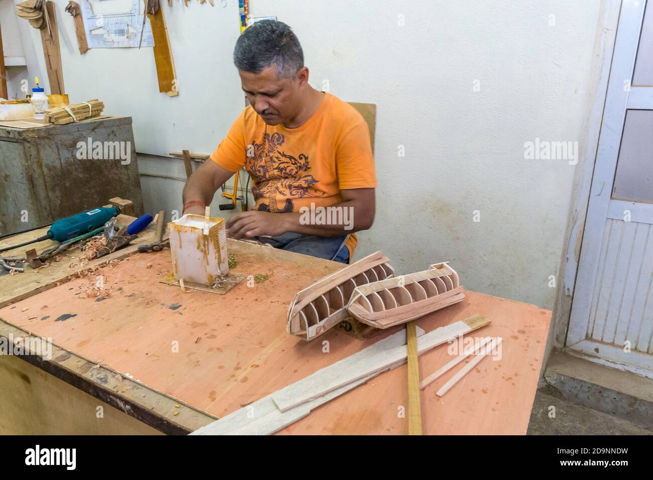 Manufacture of ship models, Voiliers de l'Océan, (Ship Models), Curepipe, Mauritius, Africa, Indian Ocean Stock Photo