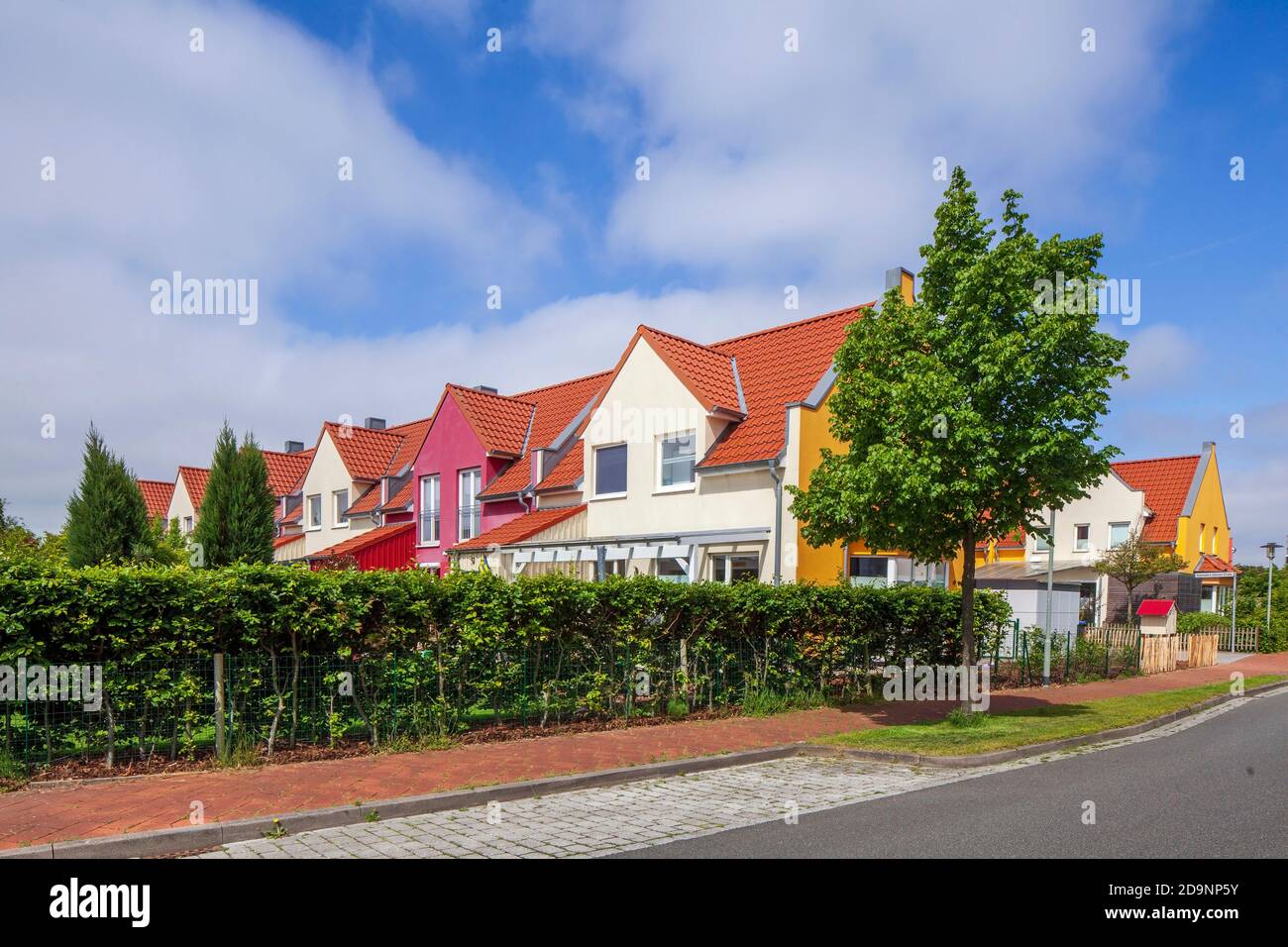 Colorful modern apartment buildings, row houses, Kapitänsviertel