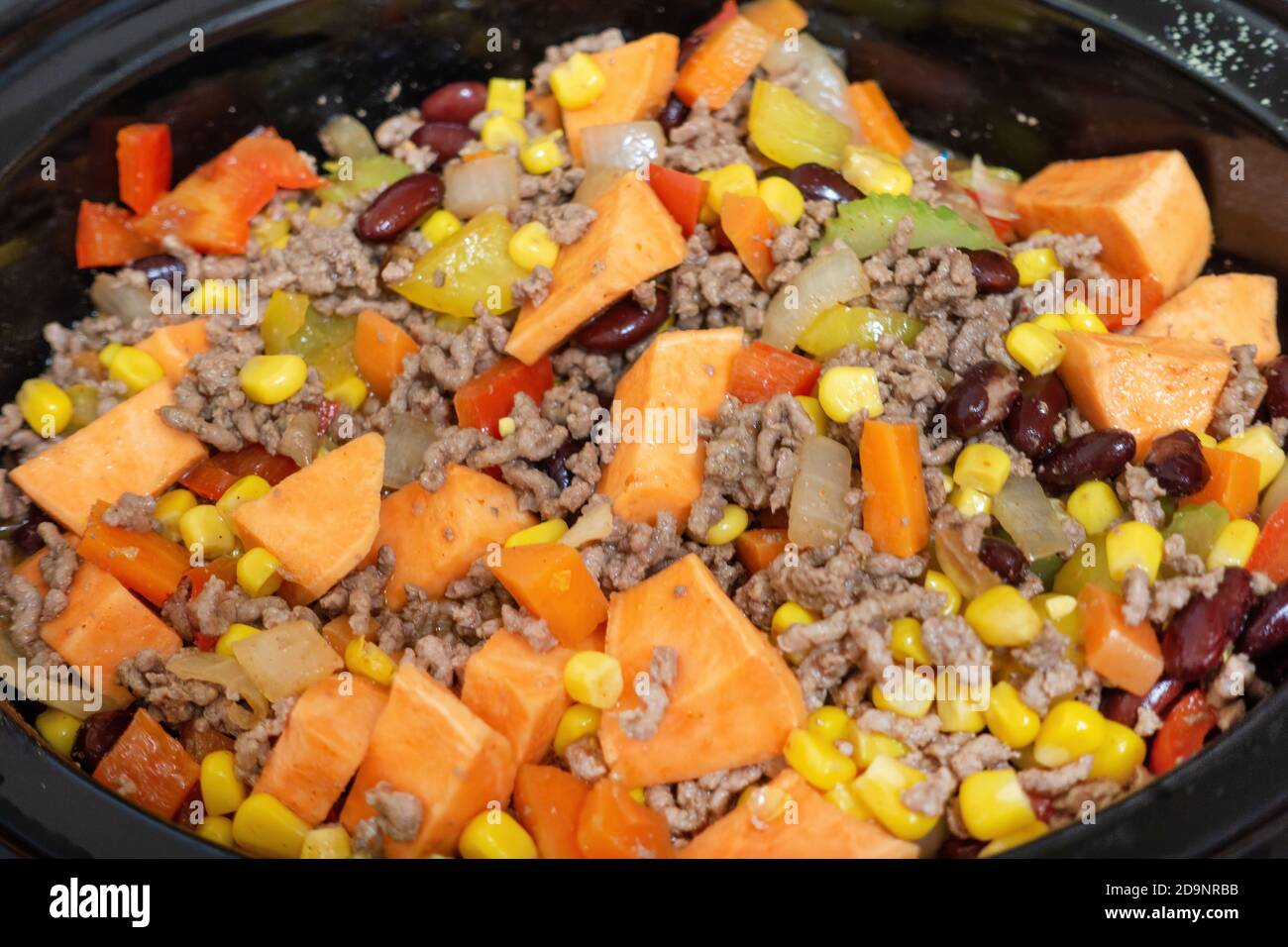 starting to cook Chili con carne in a slow cooker Stock Photo Alamy