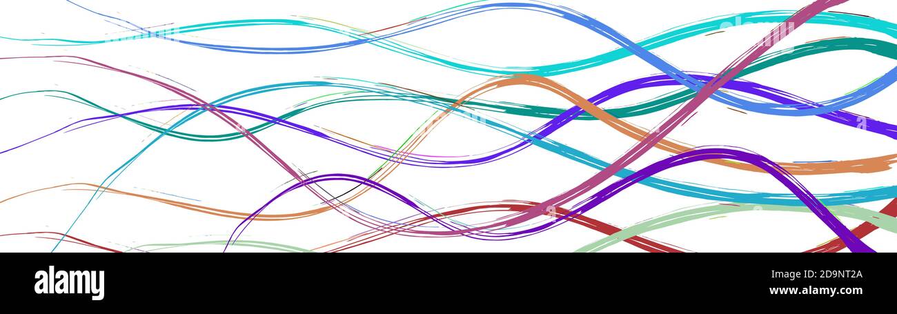 Abstract background of wavy intertwining colored lines on white Stock Vector