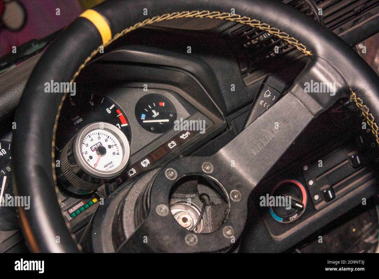 ADRIA, ITALY 24 MARCH 2020: Dashboard of a Drifting car with steering wheel detail Stock Photo
