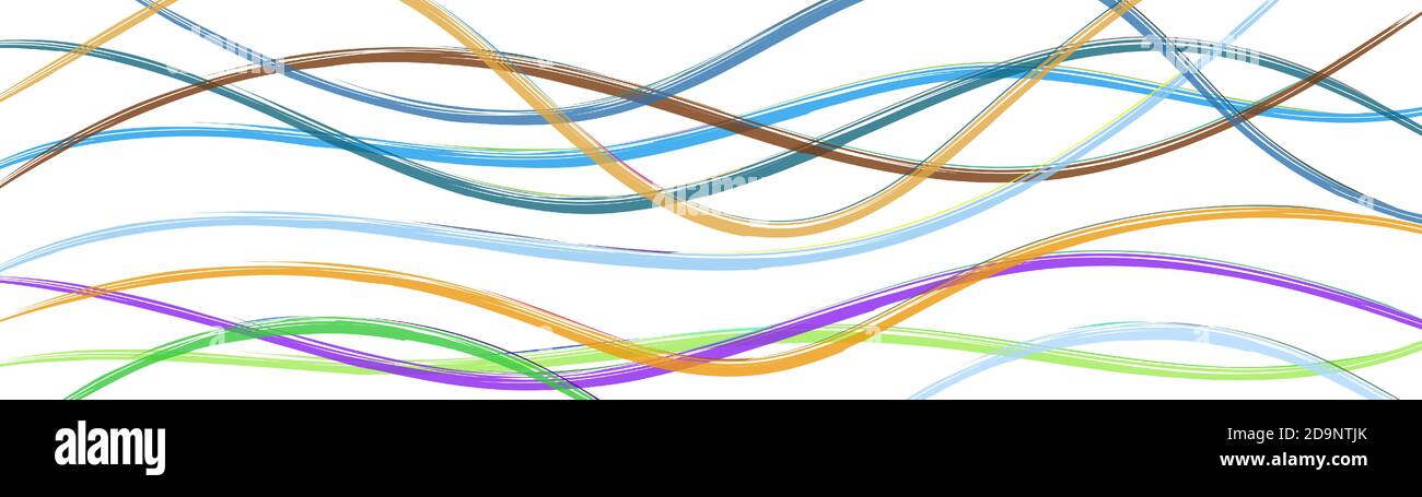 Abstract background of wavy intertwining colored lines on white Stock Vector