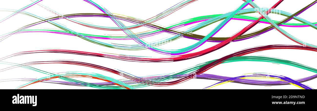 Abstract background of wavy intertwining colored lines on white Stock Vector