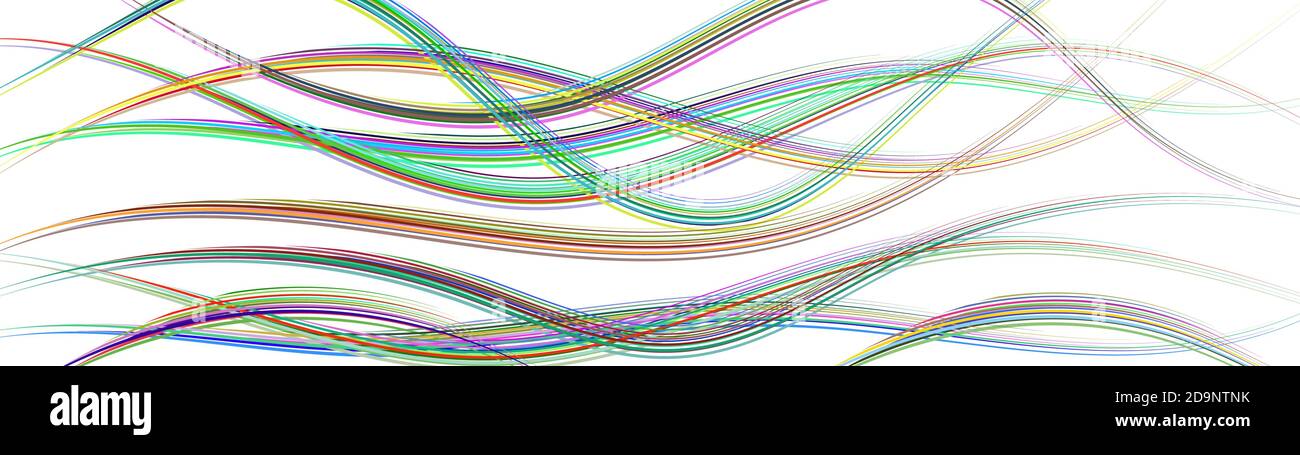 Abstract background of wavy intertwining colored lines on white Stock Vector
