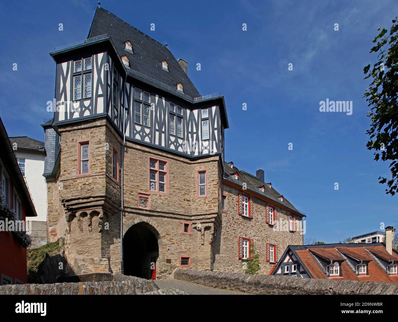 Gatehouse of the castle district, built in 1497, Idstein, Hesse, Germany Stock Photo