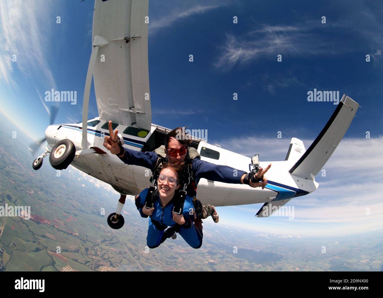 Skydive tandem jump extreme sports Stock Photo