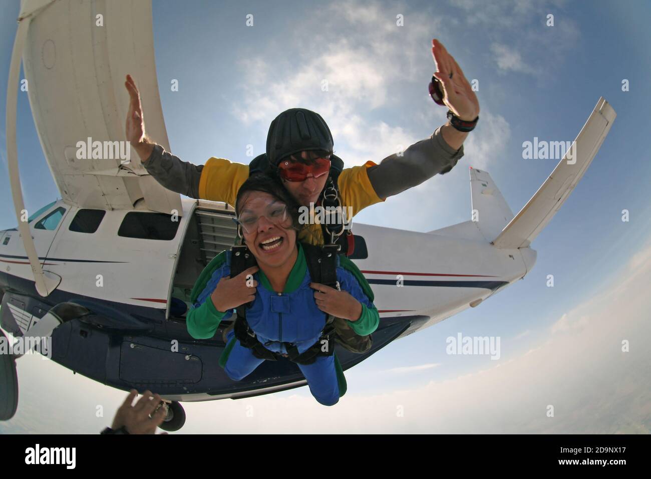 Skydive tandem jump extreme sports Stock Photo