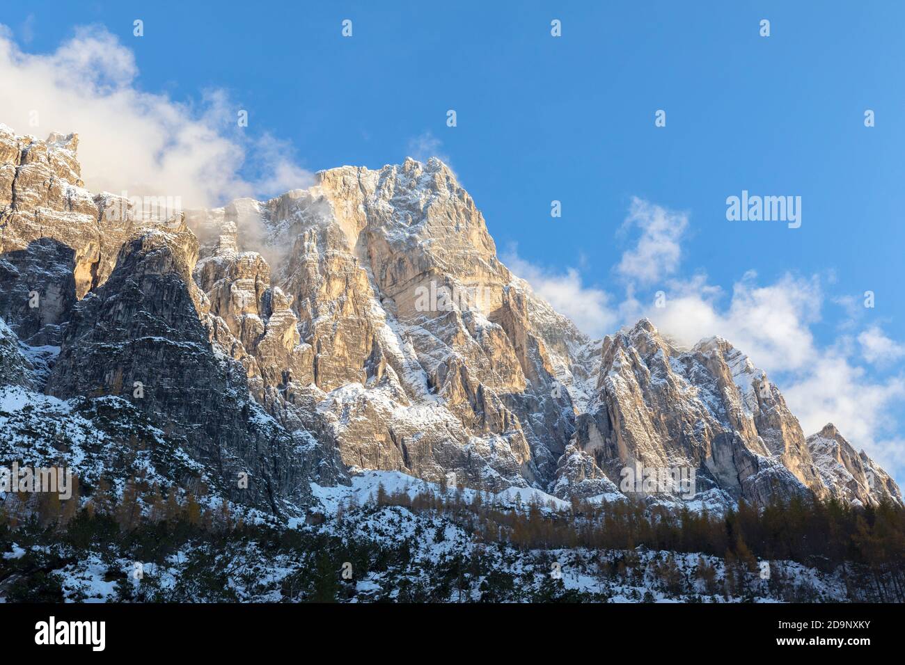 the wall of mountain Moiazza as seen from Corpassa valley, Civetta group, Agordino, Dolomites, Belluno, Veneto, Italy, Europe Stock Photo