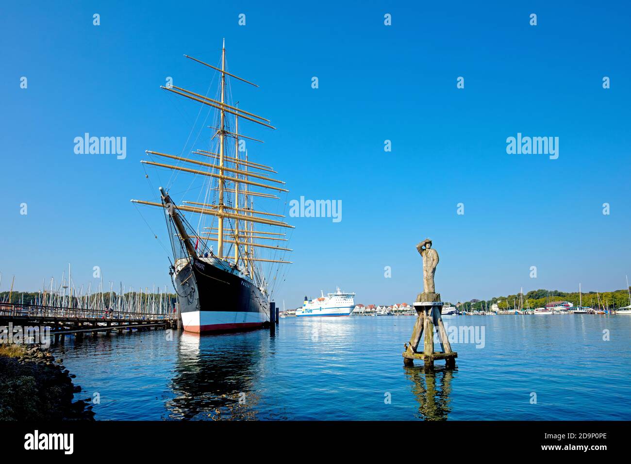 Schleswig-Holstein, Travemünde. View of the Trave with the four-master Passat. Stock Photo