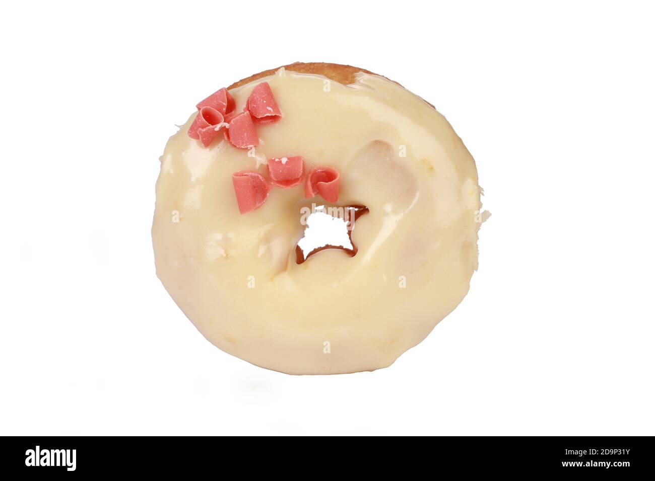 An isolated top view of cream glazed donut on white background Stock ...