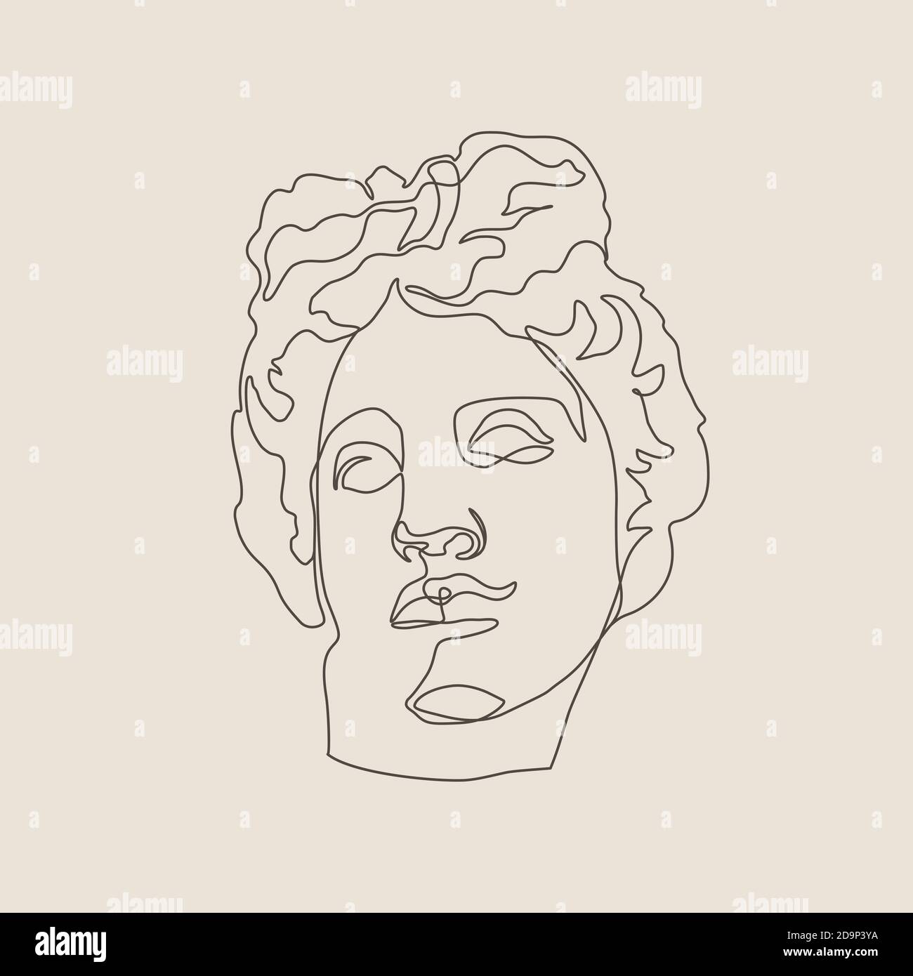 One line Sculpture of Apollo in a minimalistic trendy Style. Vector Illustration of the Greek God for Prints on t-Shirts, Posters, Postcards, Tattoos Stock Vector