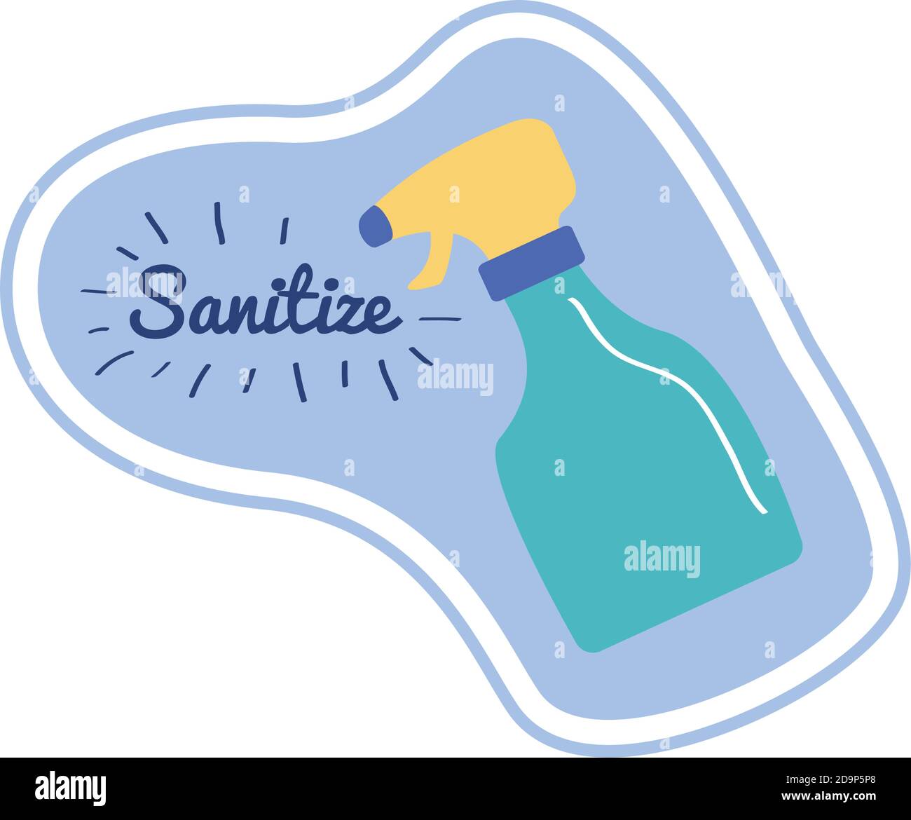 sanitize lettering campaign with splash bottle vector illustration