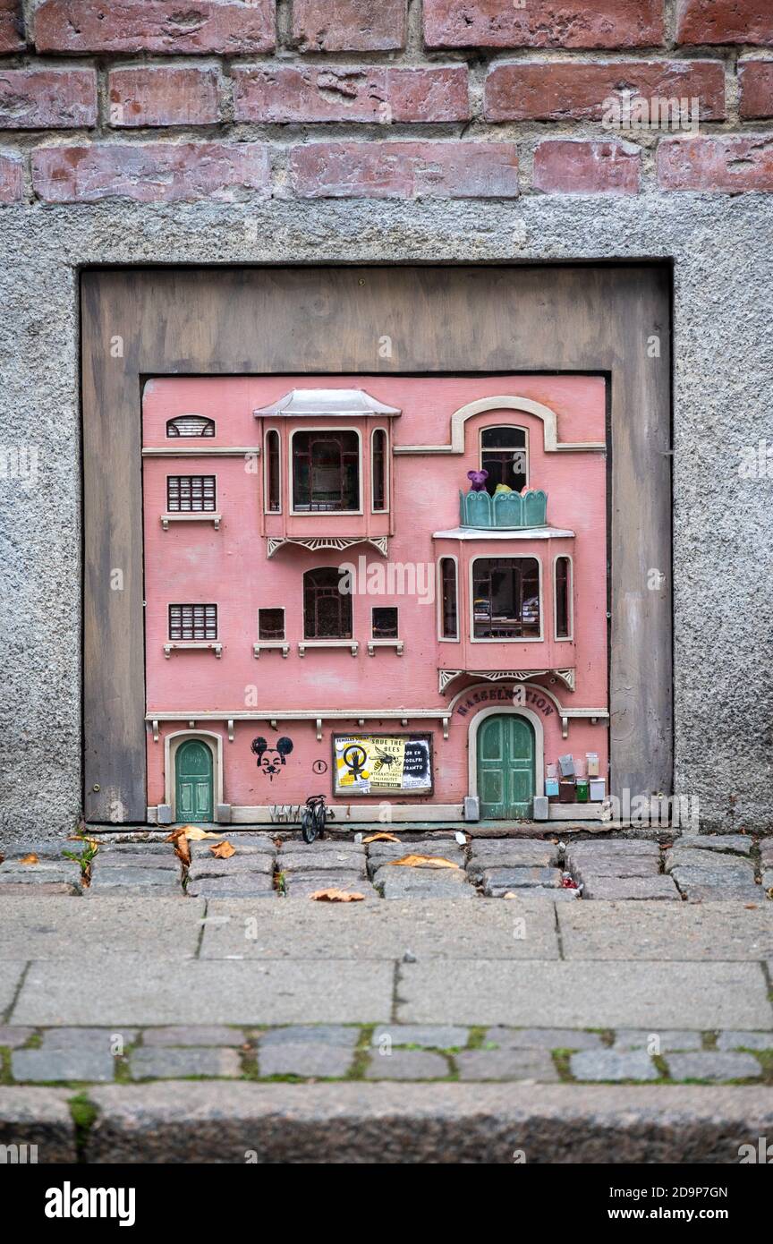 Lund, Sweden October 4, 2020 The anonymous street art project called Anonymouse have built a