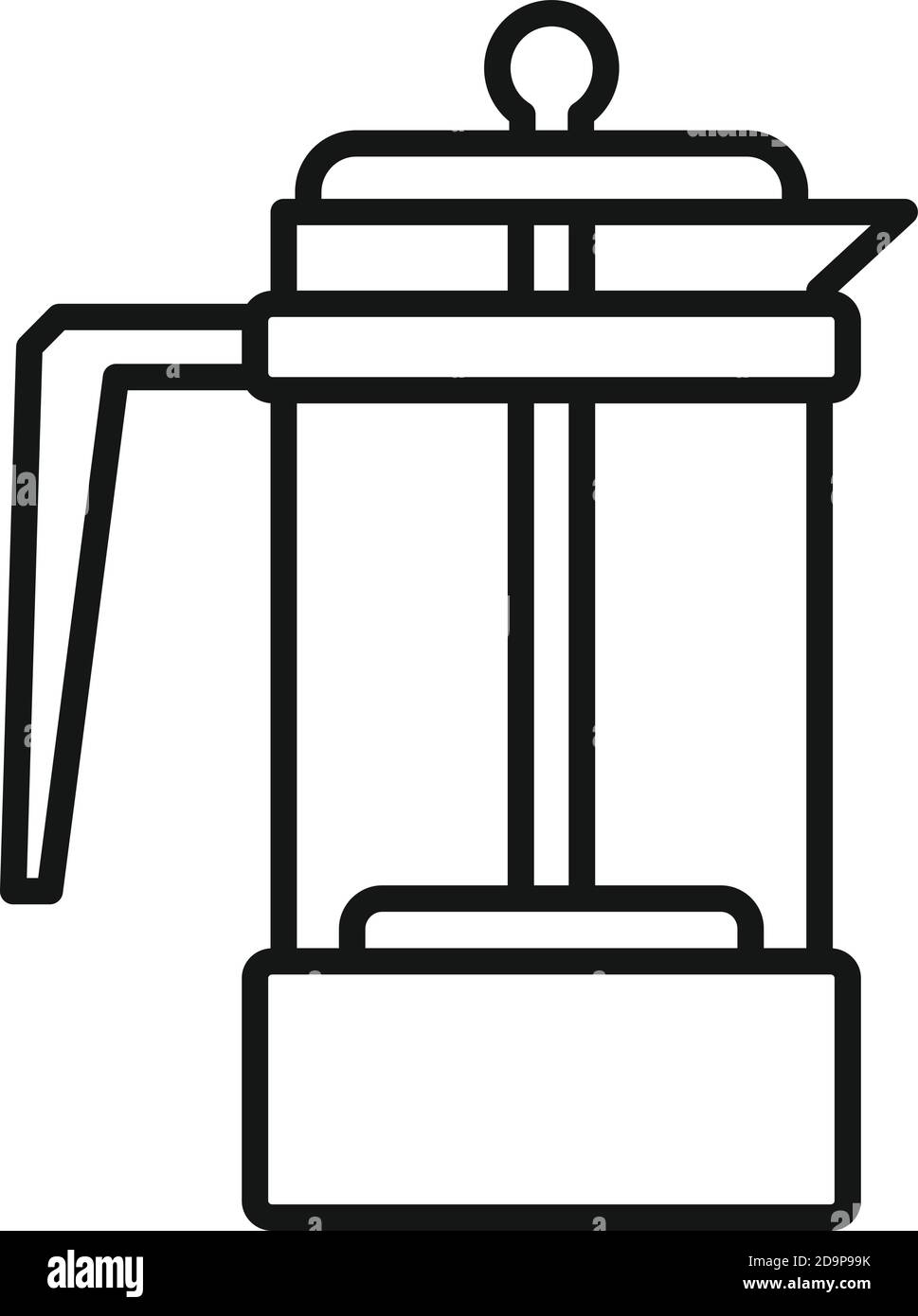 Tea press pot icon, outline style Stock Vector