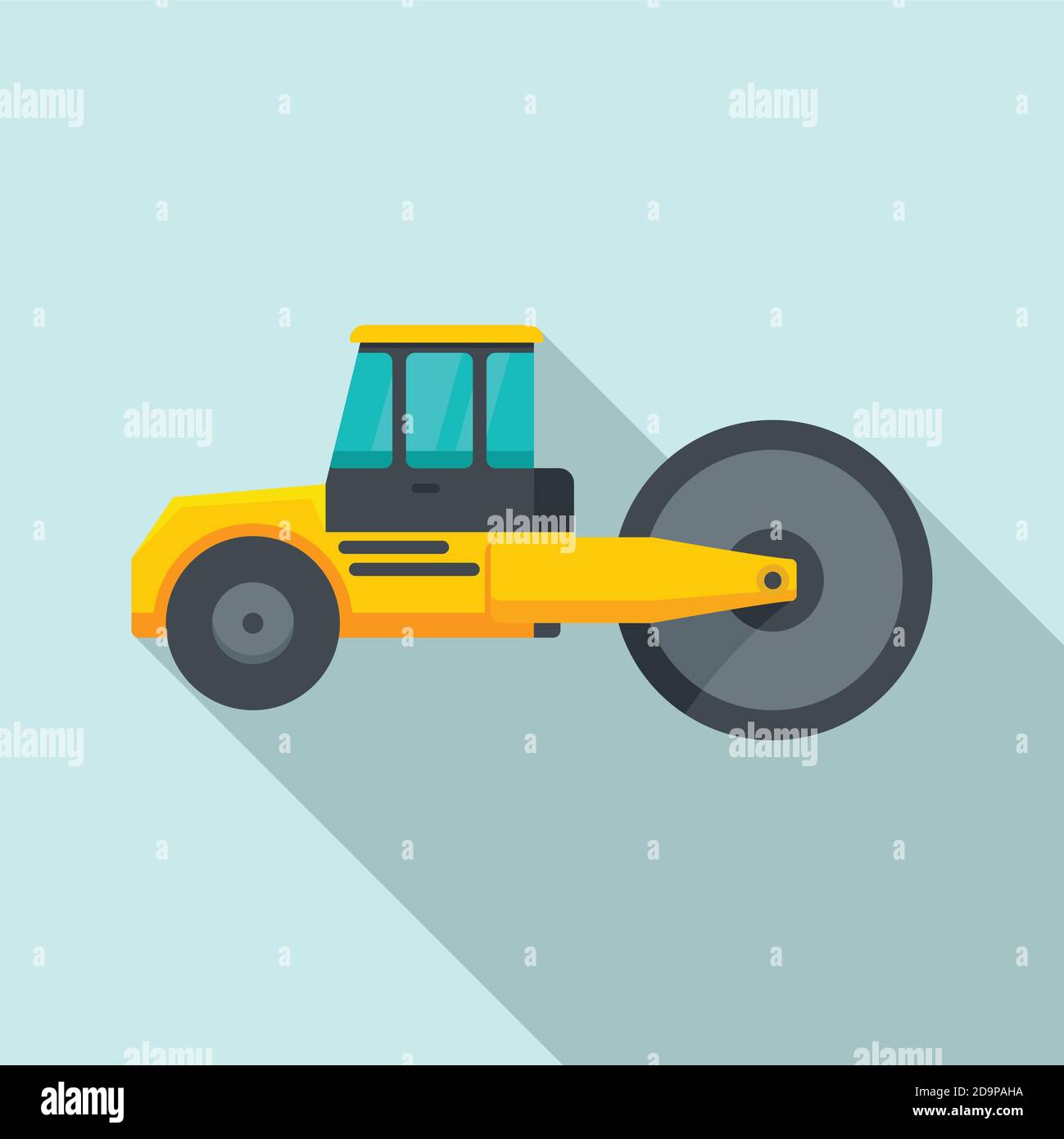 Safety road roller icon, flat style Stock Vector
