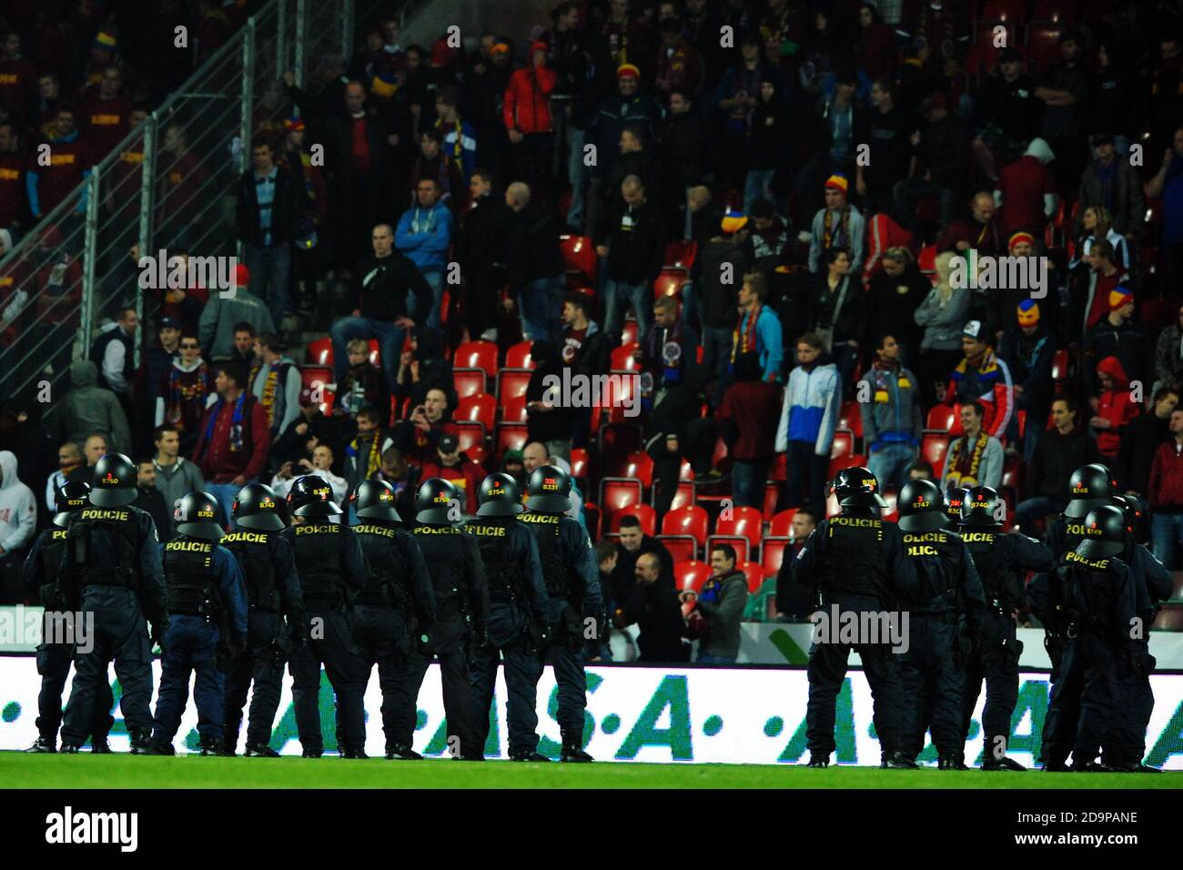 SK Slavia Praha soccer fans show banner reads anti-Sparta during the  Czech first soccer league, Stock Photo, Picture And Rights Managed  Image. Pic. CKP-P201904140547701