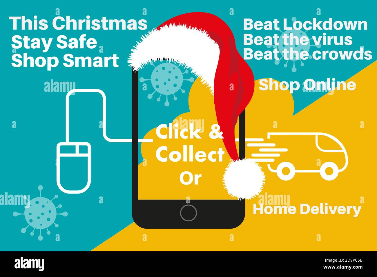 Click and Collect Christmas shopping concept, Stay Safe Shop