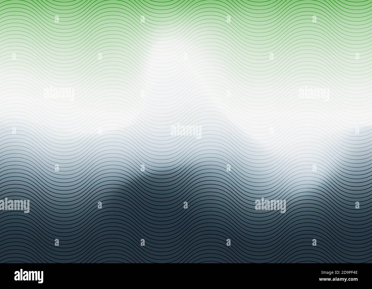Abstract green, white and blue gradient blurred background with wave line texture. Vector illustration Stock Vector