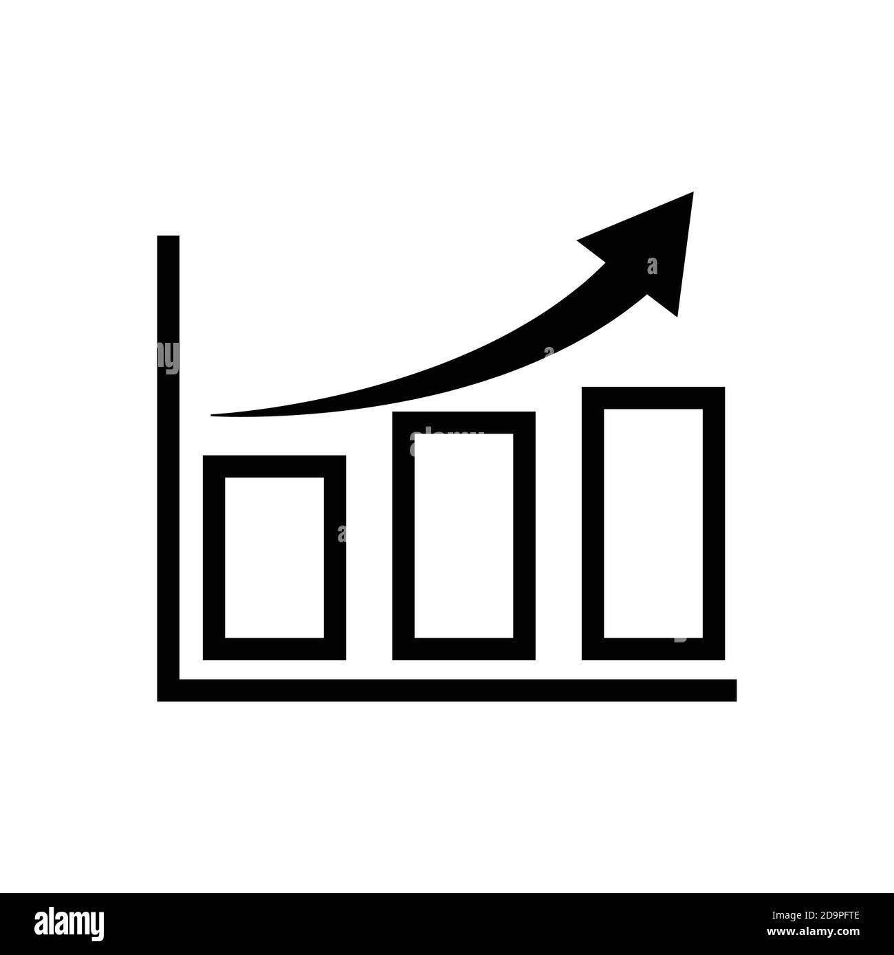 Chart icon, arrow go up, bar graph. line style icon. business icon