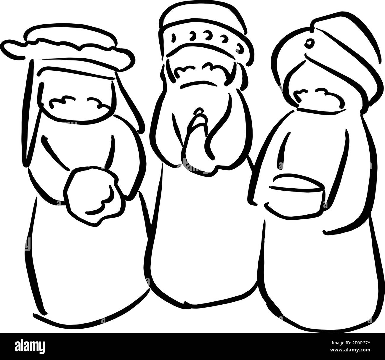 Three biblical kings sketch doodle Royalty Free Vector Image