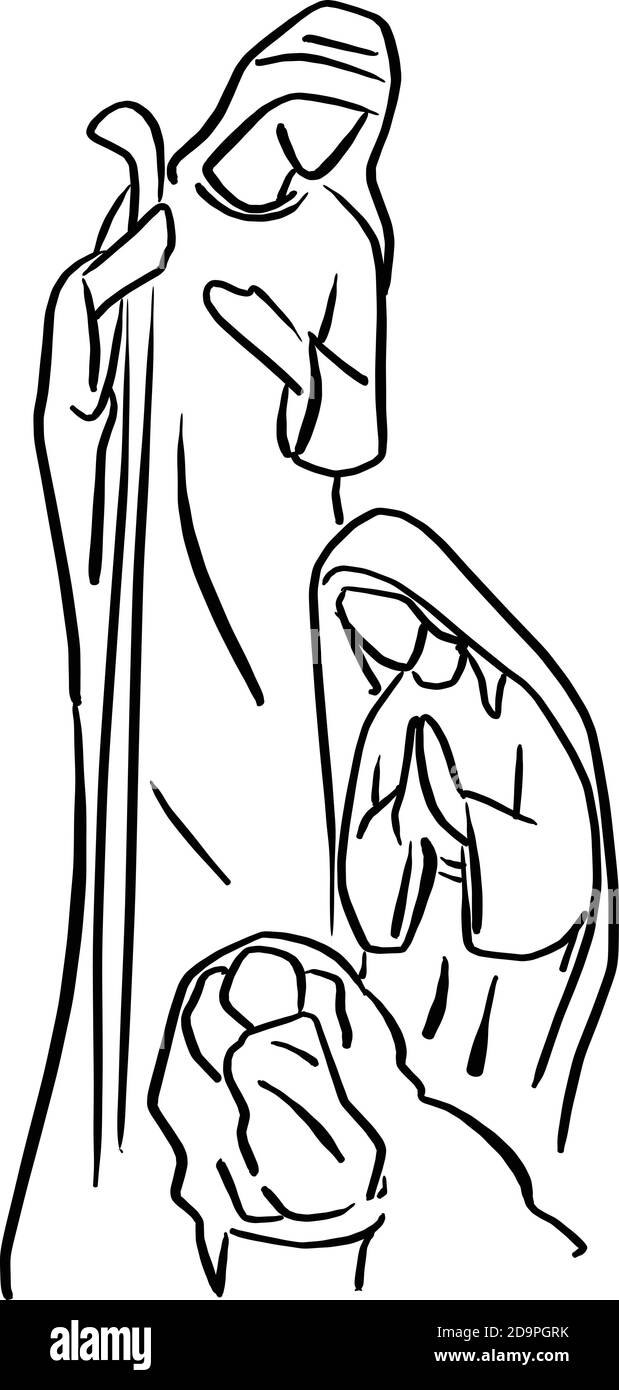 baby jesus in a manger drawing