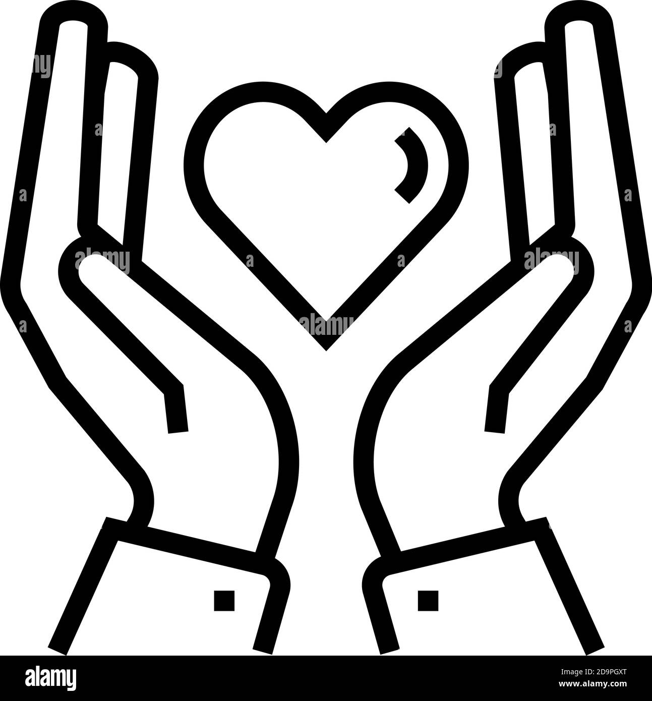 hands holding heart line icon vector illustration Stock Vector Image ...