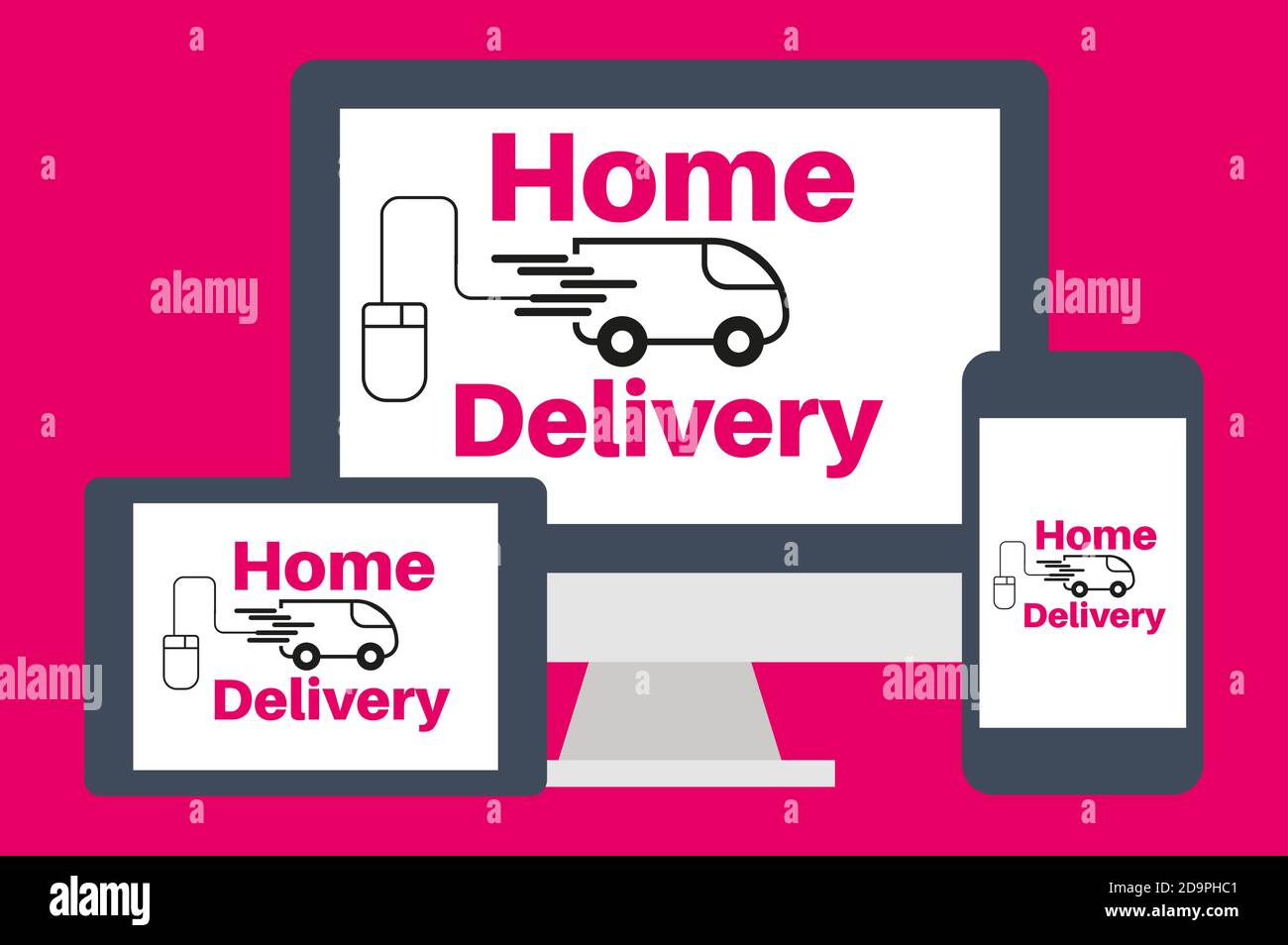 Click and Collect and home delivery internet shopping consept. Stock Vector