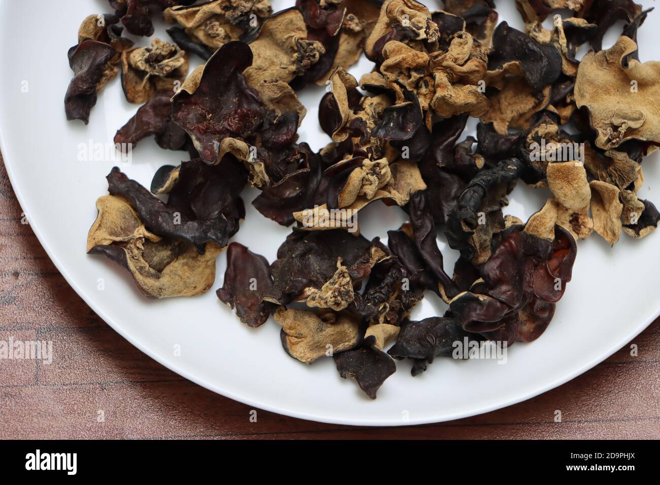 Dry wood ear mushroom or cloud ear mushroom, delicacy of Sikkim, India