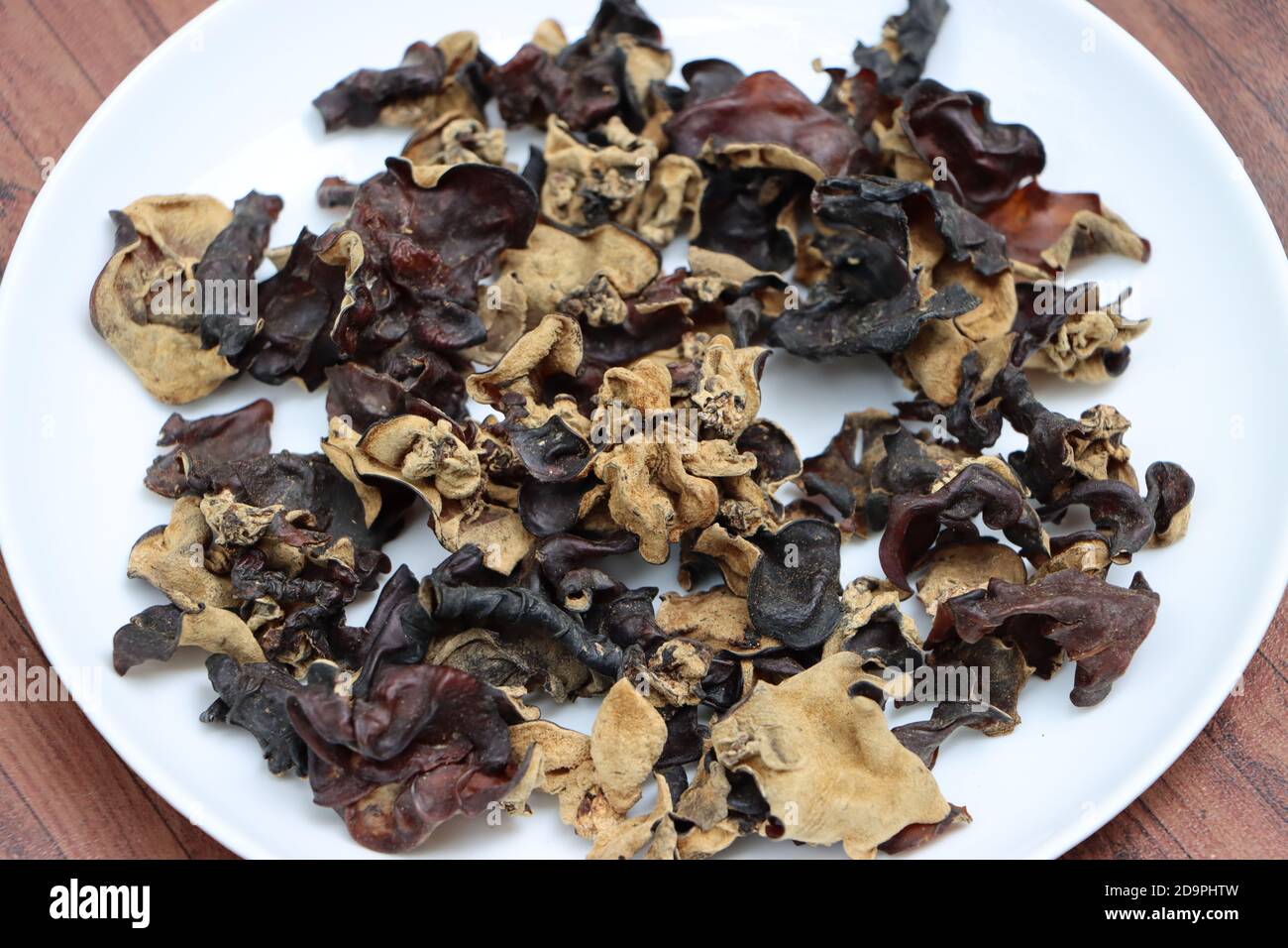 Dry wood ear mushroom or cloud ear mushroom, delicacy of Sikkim, India