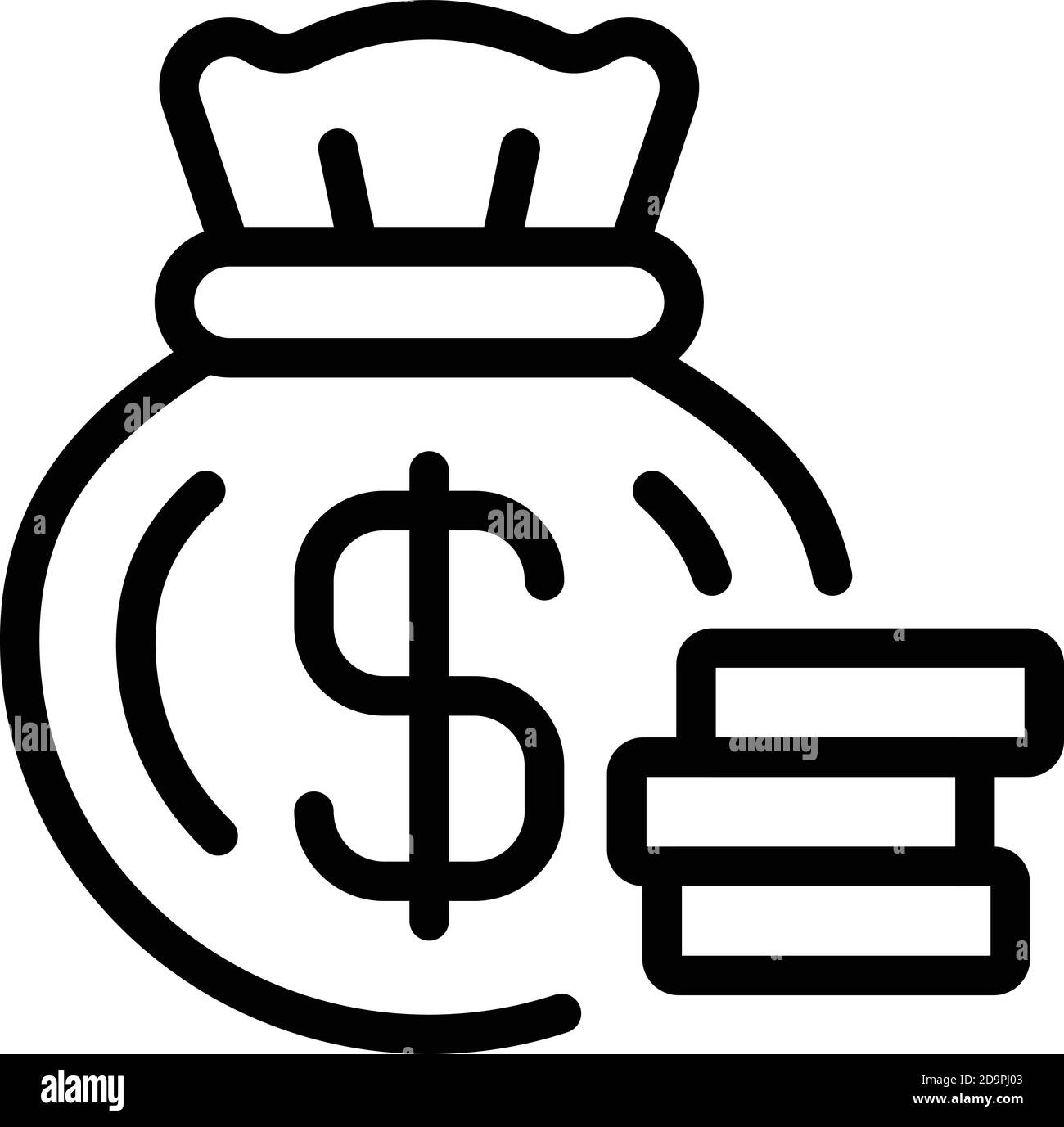 Money bag icon. Outline money bag vector icon for web design isolated ...
