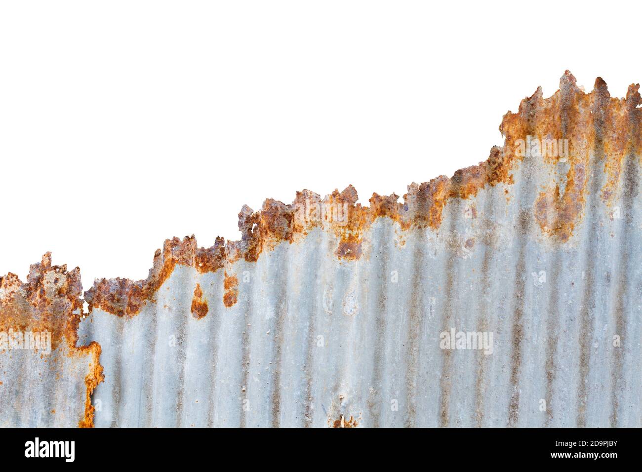 Rusty galvanized iron texture isolated on white background. Stock Photo