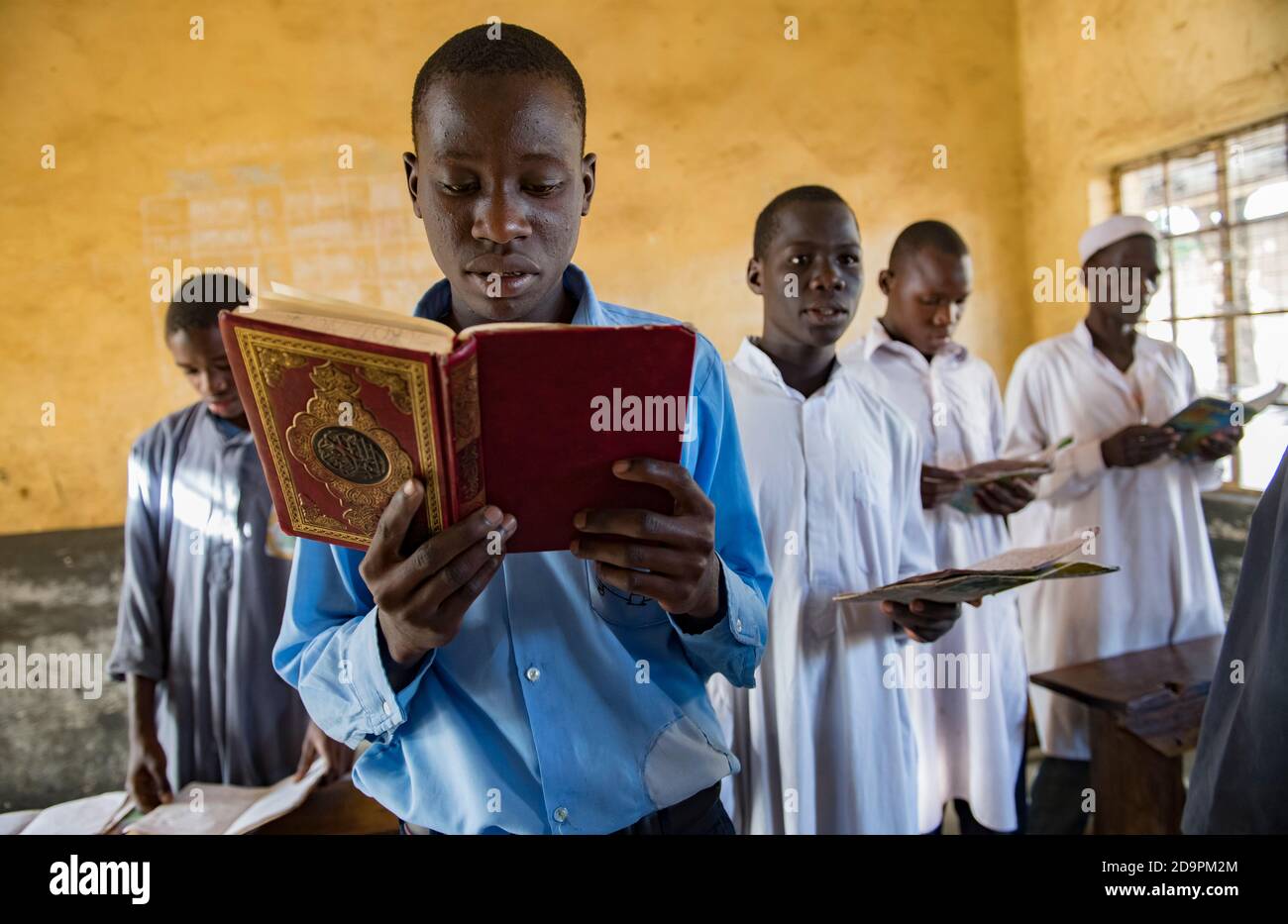 Muslim boys read the Koran in a madrassa in Soroti ,Uganda on 2017-03-18 Stock Photo