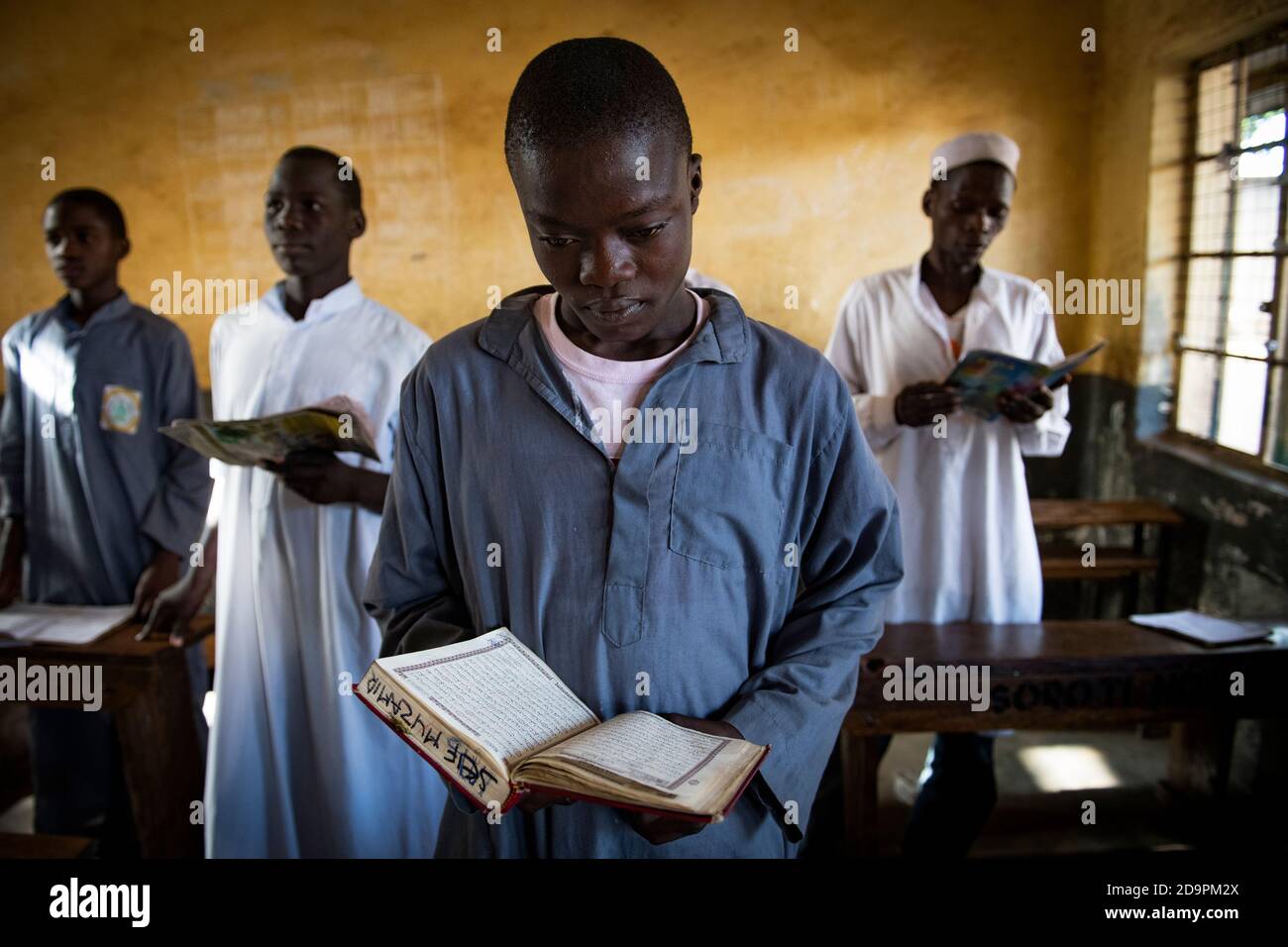 Muslim boys read the Koran in a madrassa in Soroti ,Uganda on 2017-03-18 Stock Photo