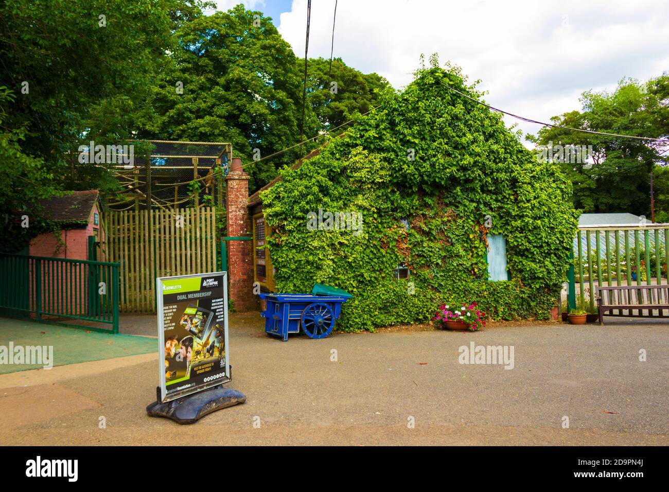 View of the entrance of Port Lympne Reserve -a breeding sanctuary for rare and endangered animals,Lympne,Kent,UK Stock Photo