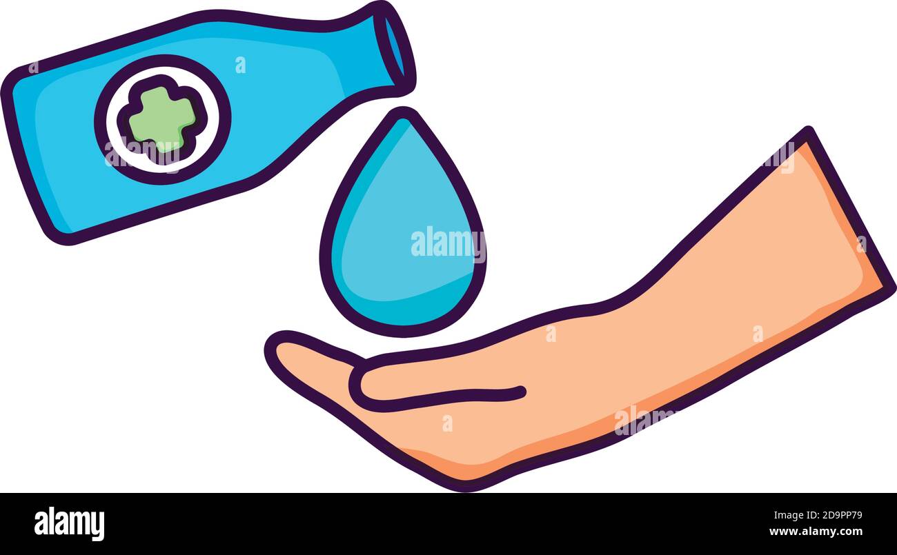 hand with alcohol bottle icon over white background, flat style, vector ...