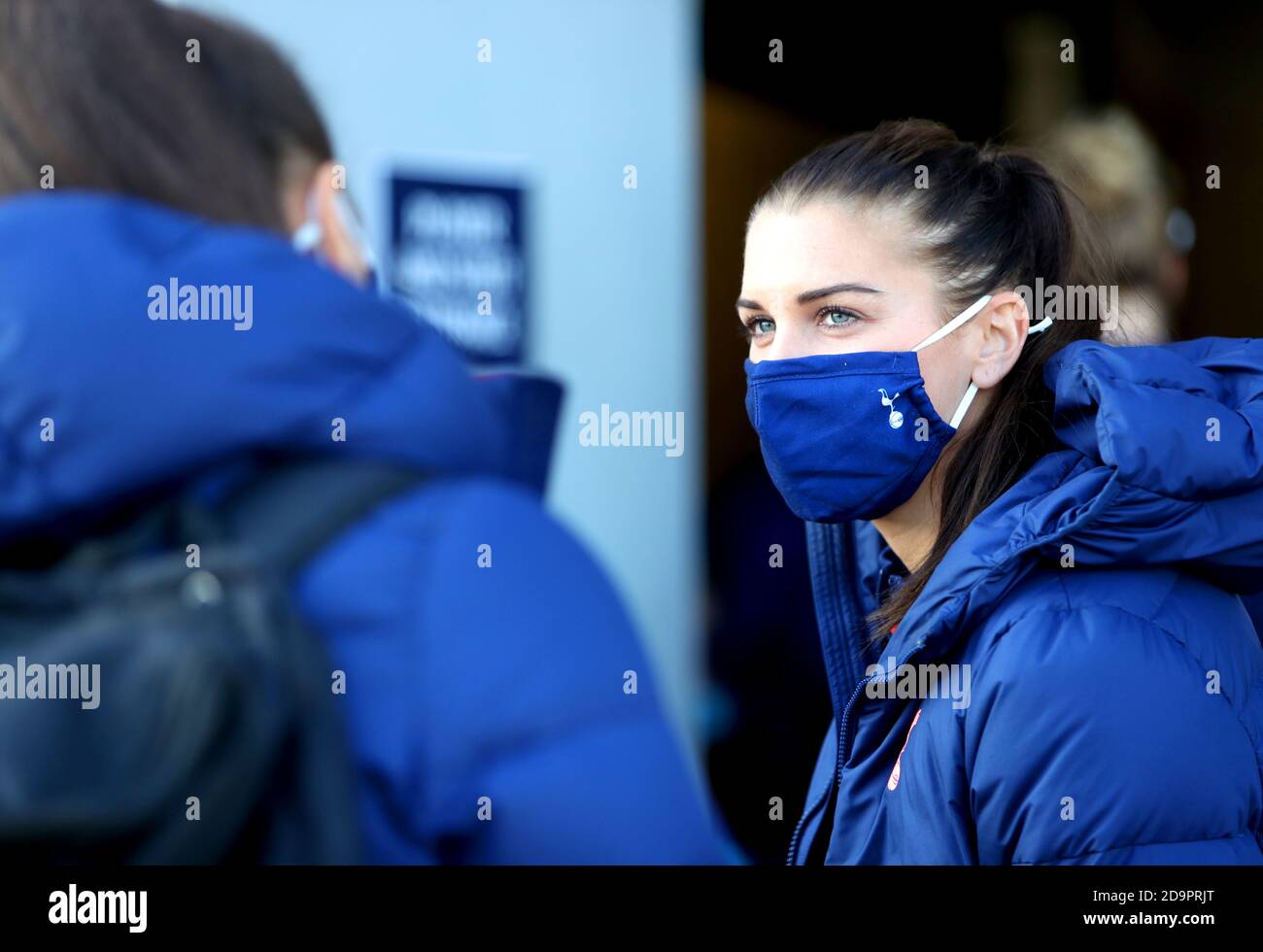 Tottenham Hotspur s Alex Morgan right arrives ahead of the FA Women s Super League match at The Hive Stadium London Stock Photo Alamy